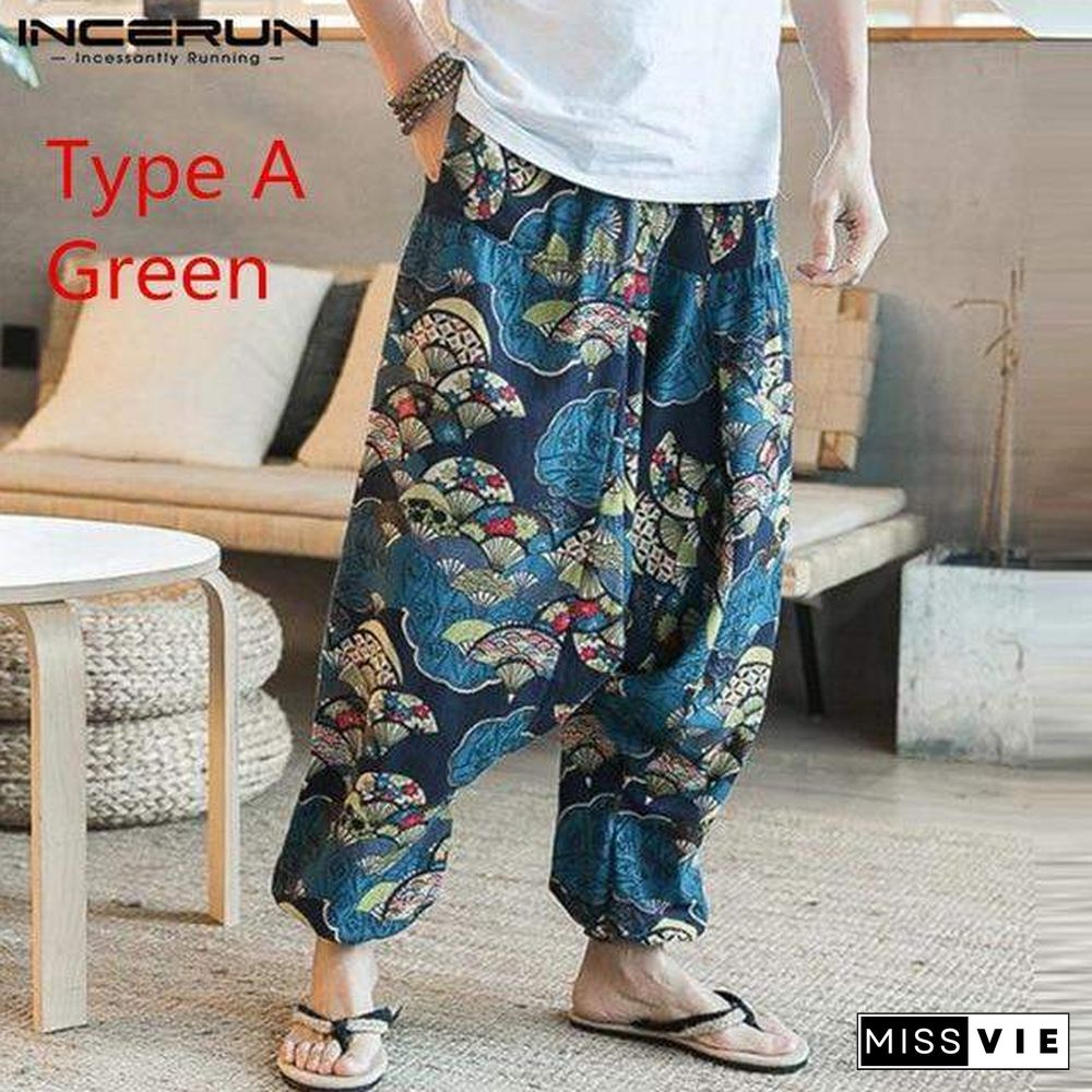 Baggy Cotton Linen Harem Pants Men Hip-hop Women Plus Size Wide Leg Trousers Casual Vintage Long Pants Pantalones Hombre