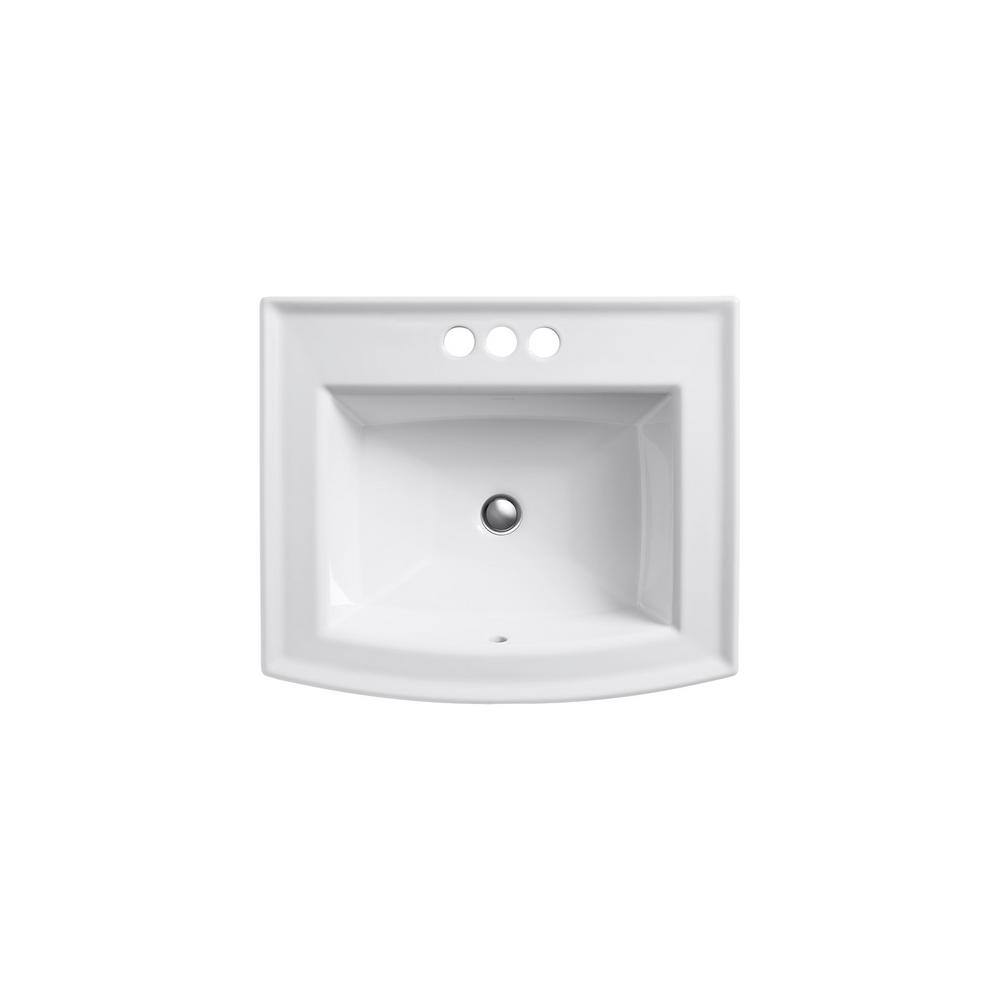 KOHLER Archer 22-58 in. Drop-In Vitreous China Bathroom Sink with Overflow Drain in White K-2356-4-0