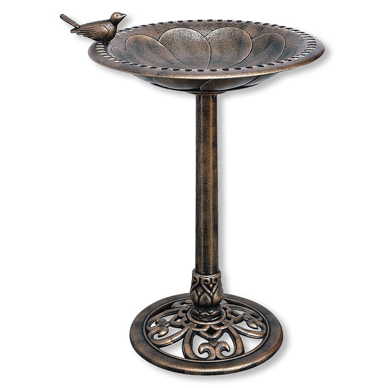 Backyard Expressions 29 Inch Polyresin Lightweight Outdoor Garden Bird Bath - Bronze