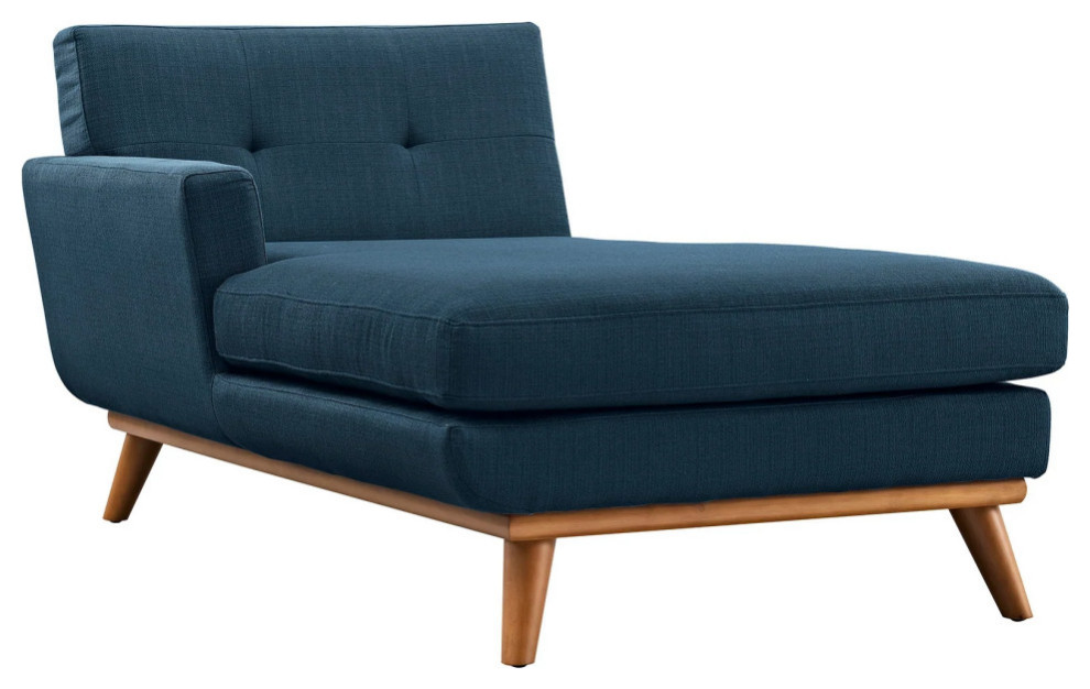 Gianni Azure Left Facing Upholstered Fabric Chaise   Midcentury   Indoor Chaise Lounge Chairs   by Peachtree Fine Furniture  Houzz