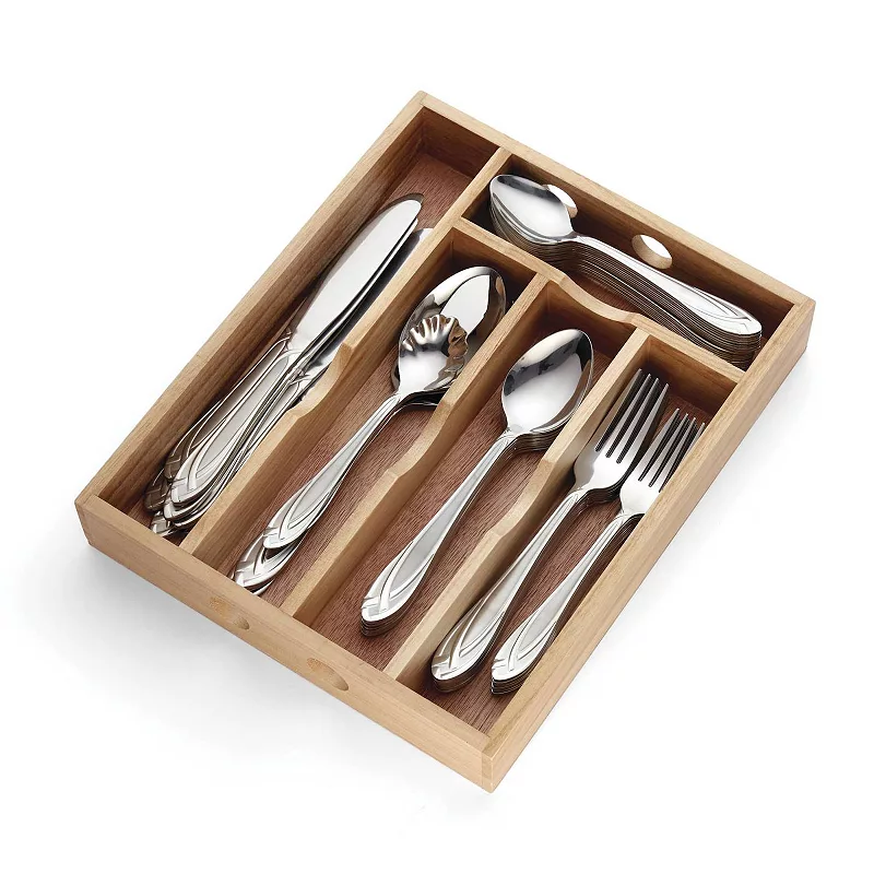 Hampton Forge Lace Frosted 54-pc. Flatware Set with Wood Caddy