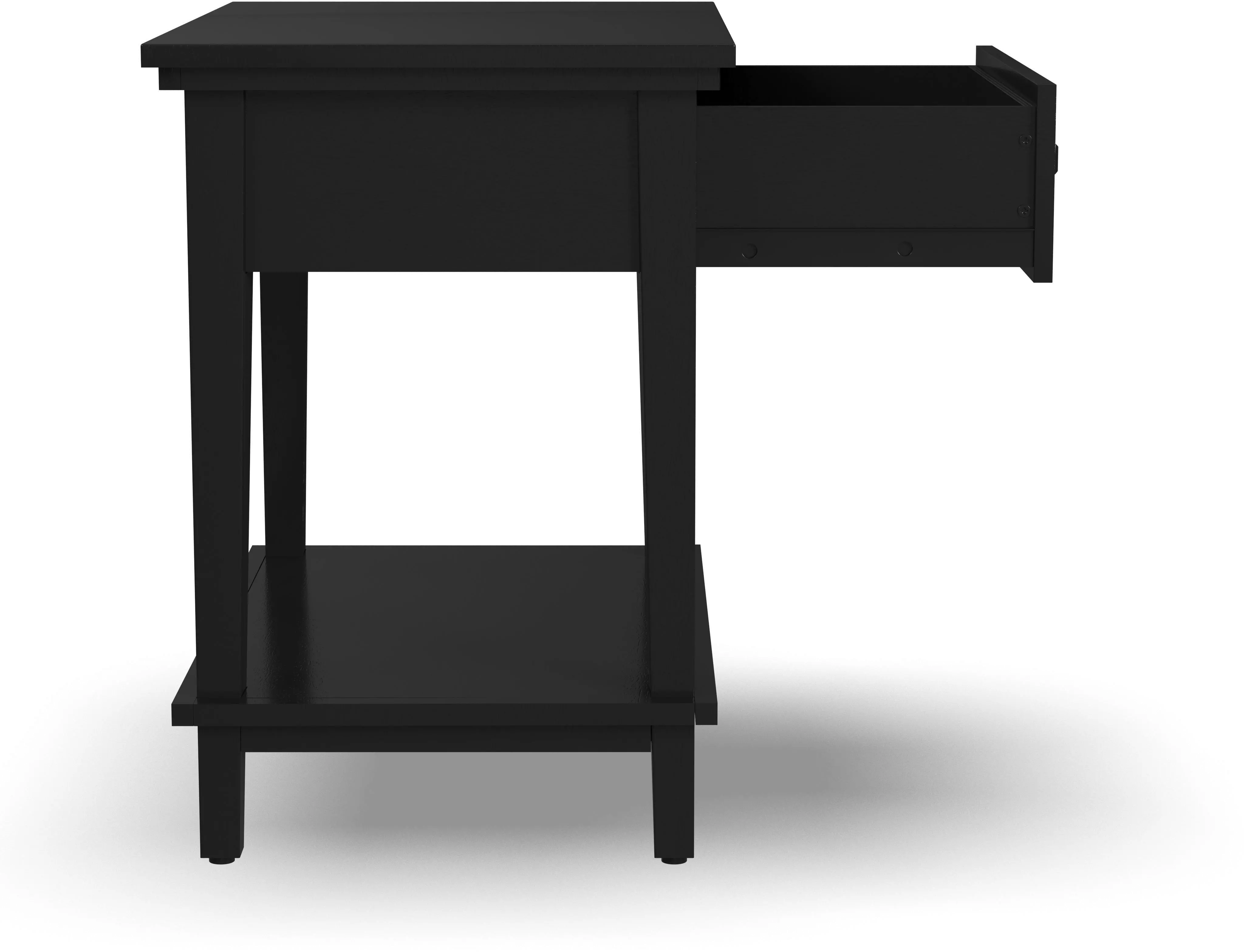 Oak Park Black Nightstand with Open Storage