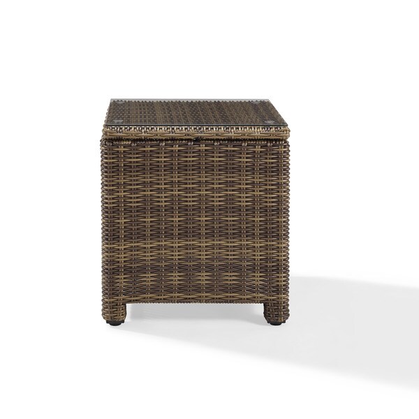 Crosley Bradenton Brown Wicker Rectangular Outdoor Side Table