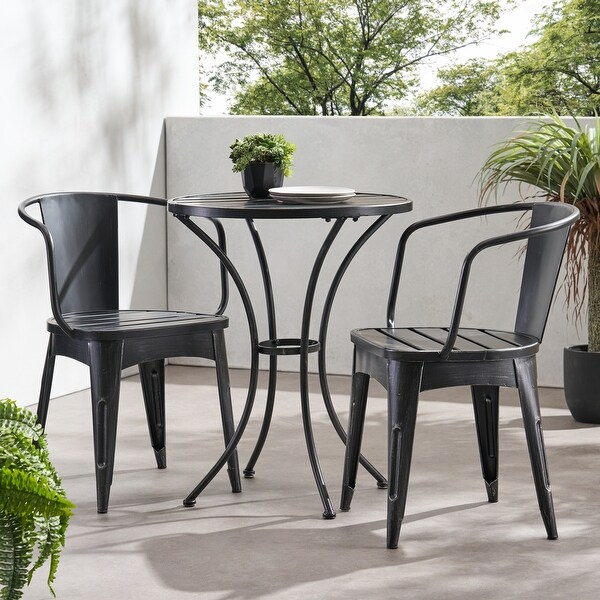 KOSSMAI 3Piece Bistro Outdoor Dining Table Set Black