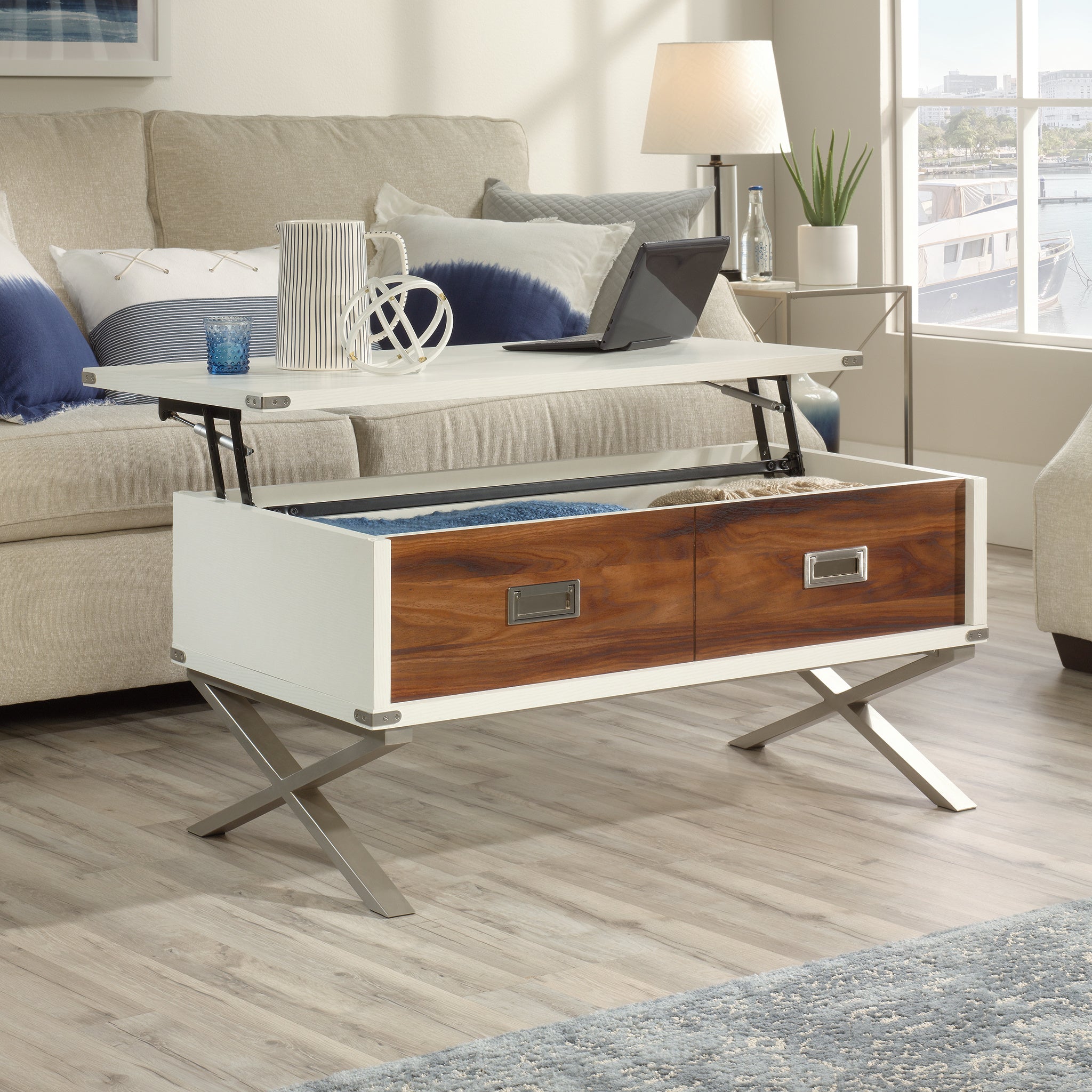 Sauder Vista Key Lift-top Coffee Table, Pearl Oak Finish