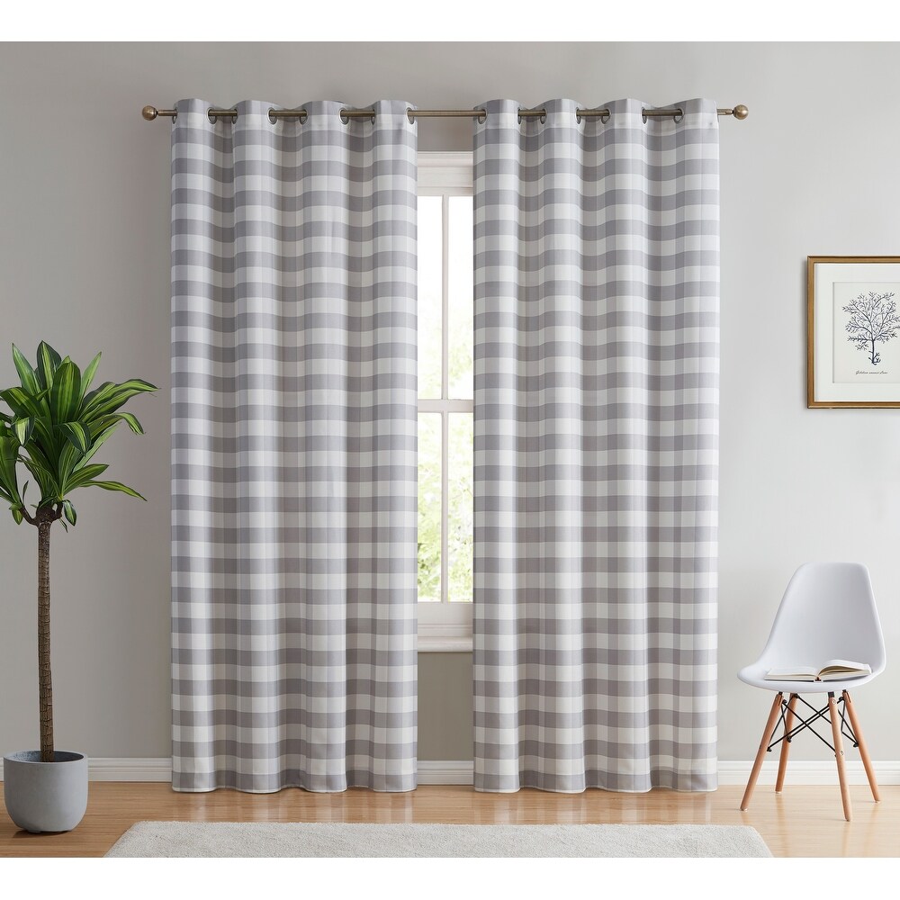 Home   Linens Bogota Buffalo Textured Light Filtering Grommet Lightweight Window Curtains Bedroom   Living Room  2 Panels