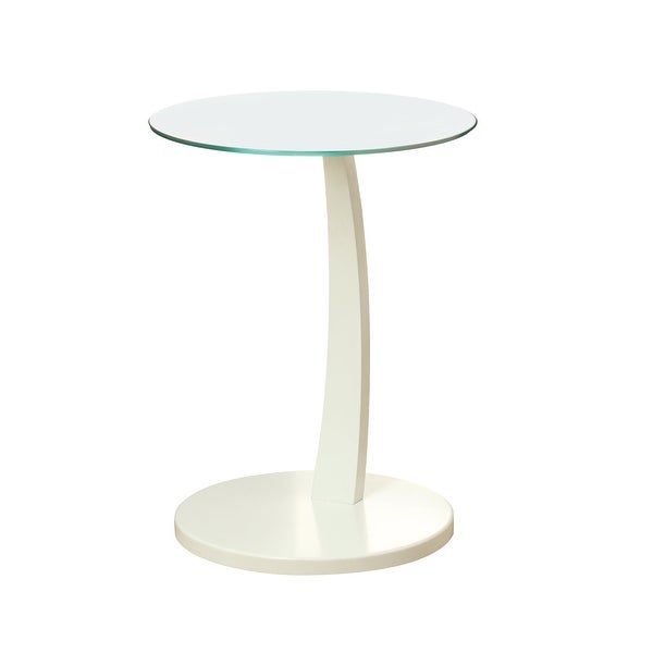 Monarch 3017 White Bentwood With Tempered Glass Accent Table