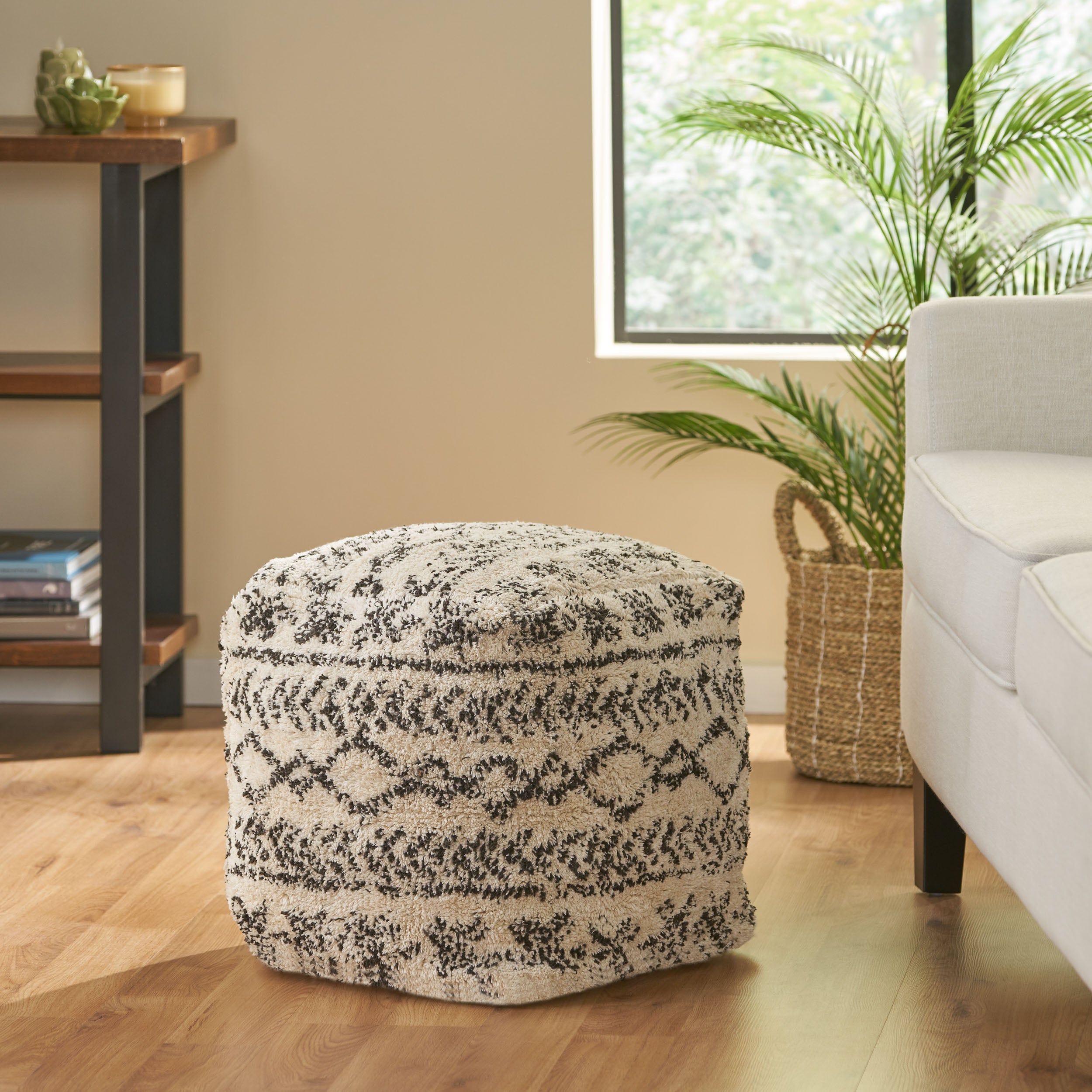 Anadarko Handcrafted Boho Fabric Cube Pouf