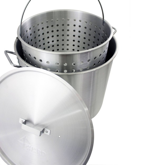 3pc 60qt Stock Aluminum Pot amp Basket Silver