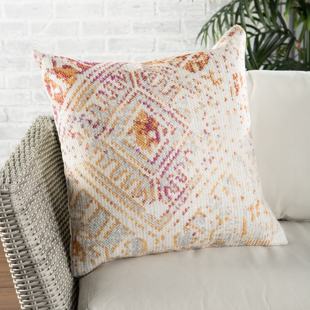 Nikki Chu Siva Indoor/ Outdoor Tribal Pink/ Gold Throw Pillow