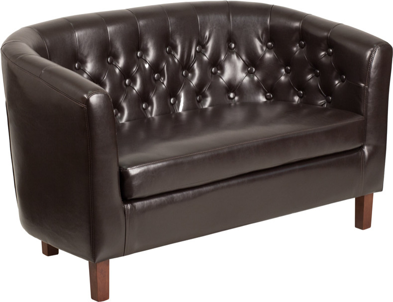 HERCULES Colindale Series Brown LeatherSoft Tufted Loveseat   Transitional   Loveseats   by First of a Kind USA Inc  Houzz