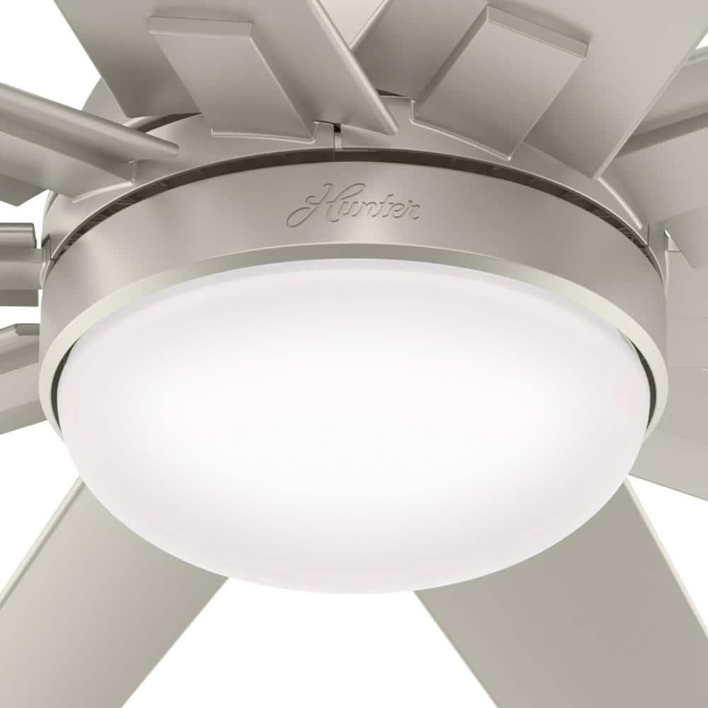 Hunter Overton 60 in LED IndoorOutdoor Matte Nickel Ceiling Fan with Light Kit and Wall Control