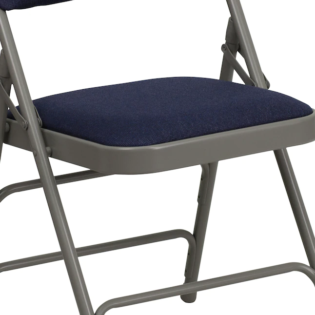 Flash Furniture Navy Fabric/Gray Frame Banquet Folding Chair with Upholstered Seat (Indoor)