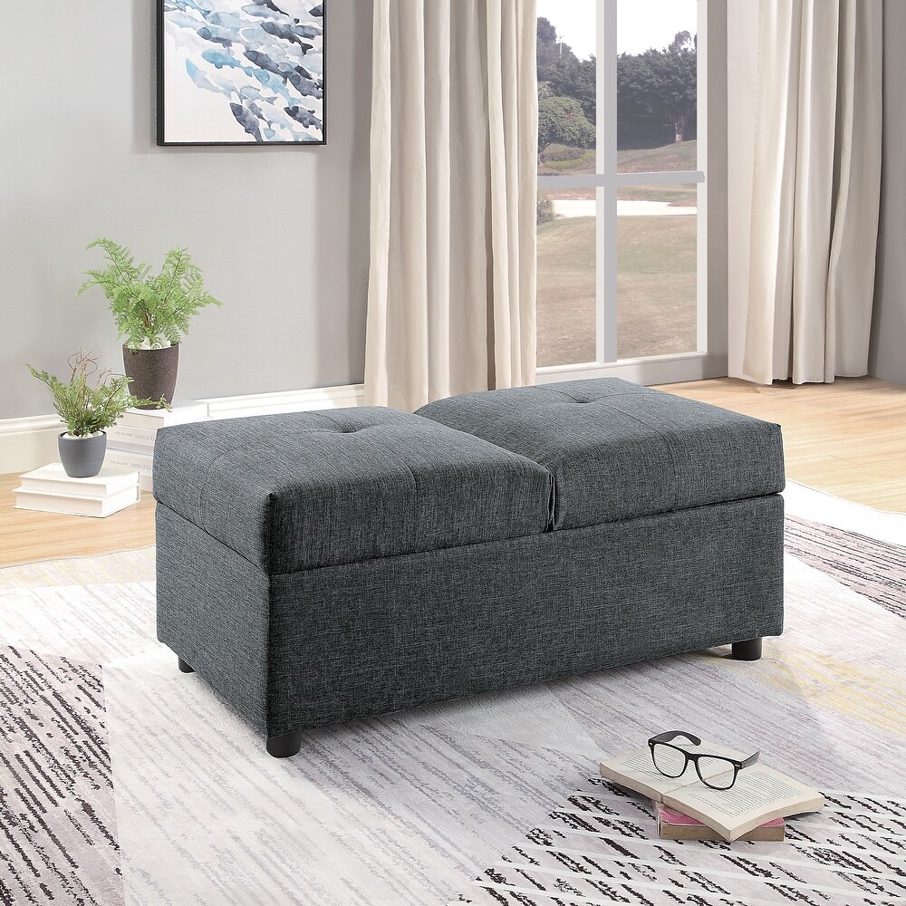 Storage Fabric Ottoman Convertible Chair Foam Cushioned Storage Chest with Solid Wood Plywood Frame for Living Room Bedroom