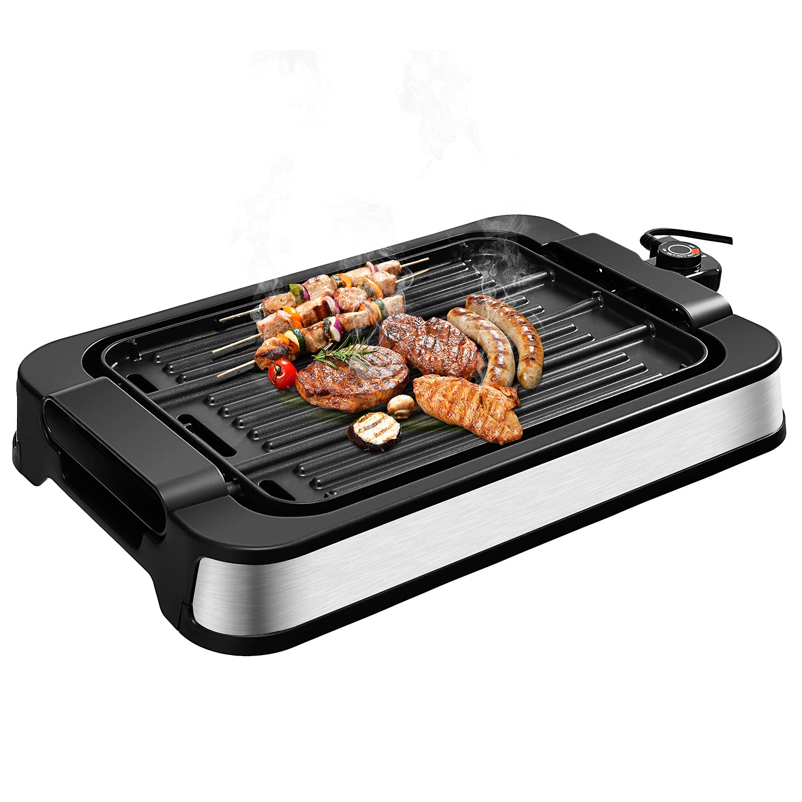 Costzon Indoor Smokeless Grill, 1500W Electric BBQ Griddle Contact Grilling with Removable Drip Tray