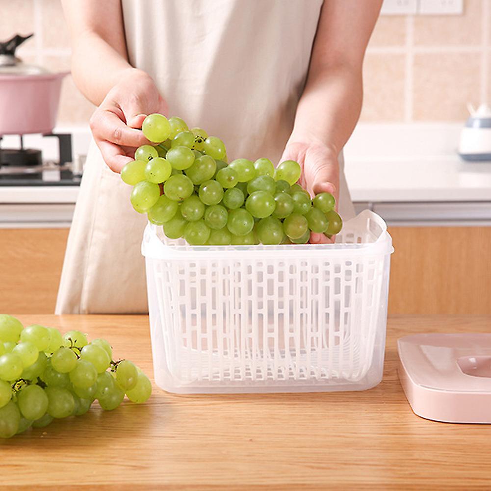 Portable Double Layer Filter Fruit Vegetable Washing Basket Strainer Kitchen Accessory