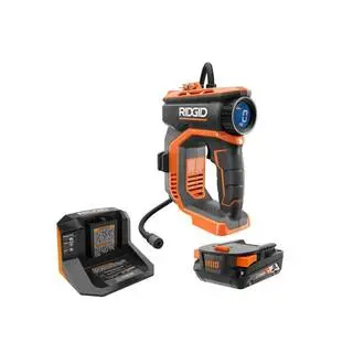 RIDGID 18V Cordless Portable Inflator Kit with 2.0 Ah Battery and Charger R87044KN