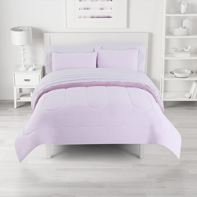 The Big One? Lavender Plush Reversible Comforter Set with Sheets