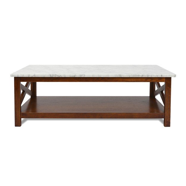 Rectangular Italian Carrara White Marble Coffee Table