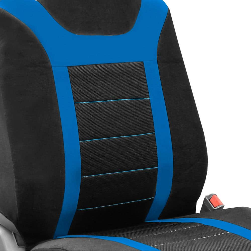 FH Group Fabric 47 in. x 23 in. x 1 in. Full Set Sports Car Seat Covers DMFB070BLUE115