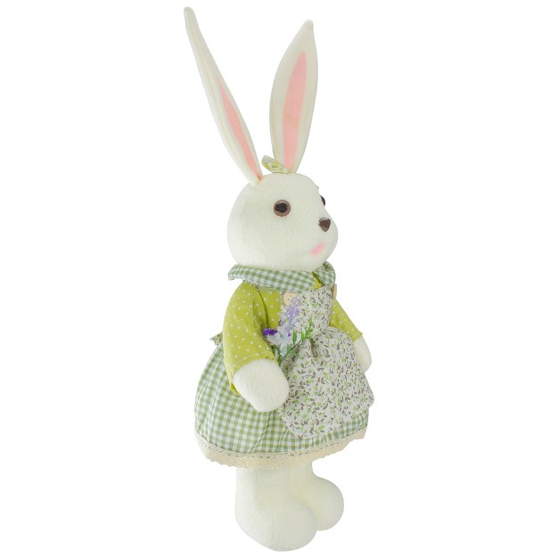 White And Green Standing Girl Rabbit Easter Figure