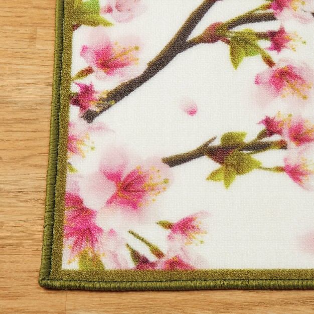 Collections Etc Butterfly Cherry Blossom Skid resistant Accent Rug