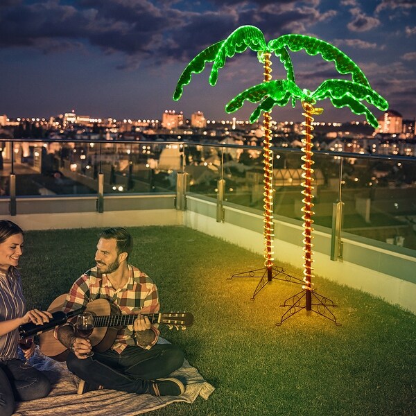 Artificial Lighted Palm Trees Patio Tropical Light Up Palm Tree