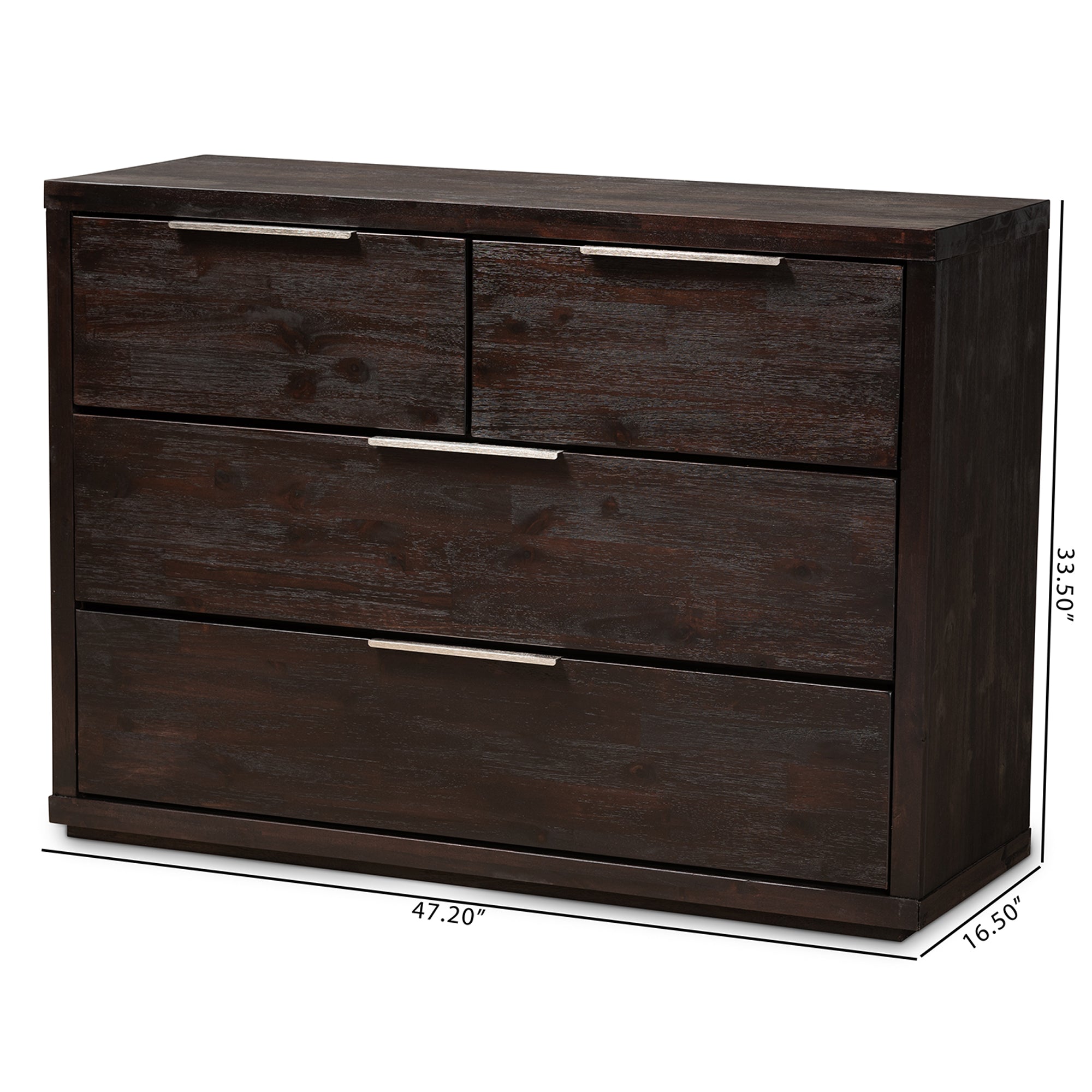 Baxton Studio Titus Modern and Contemporary Dark Brown Finished Wood 4-Drawer Dresser