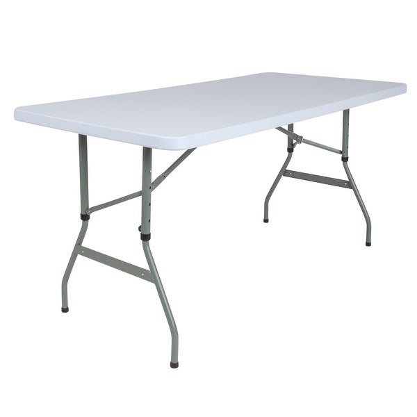 4.93-Foot Height Adjustable Granite White Plastic Folding Table