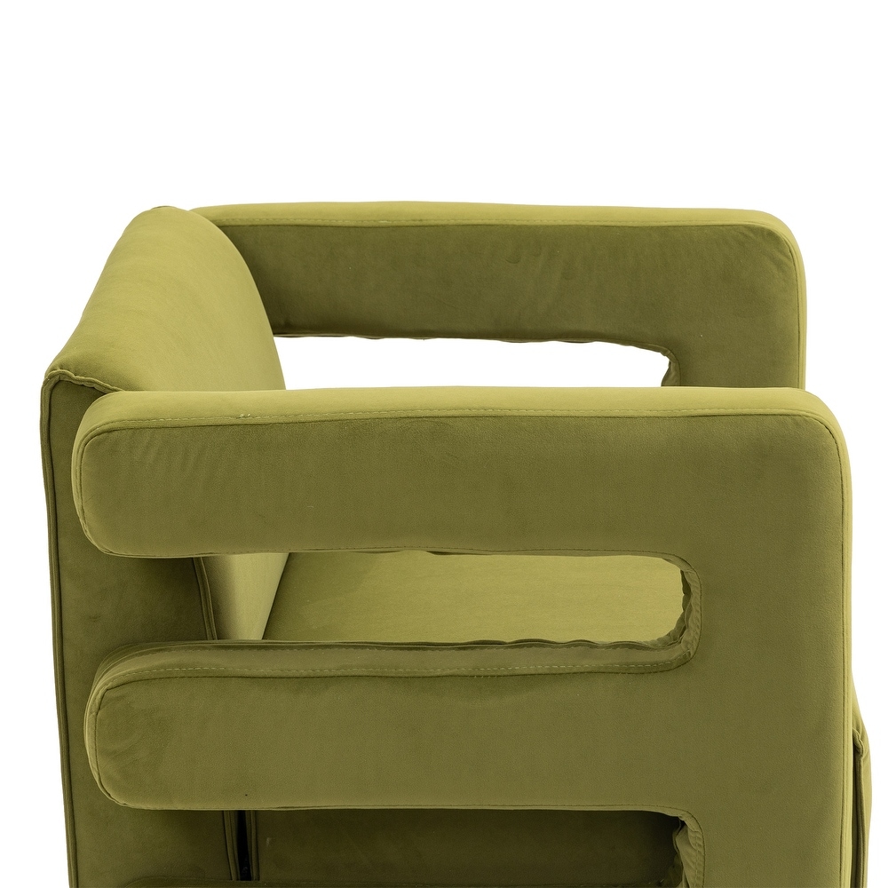 Living Room Textured Single Sofa Tufted Accent Sofa Chair Hollow Armchairs Child Lounge Chair Couch Side Chair  Olive