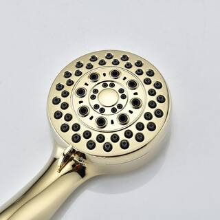 Tahanbath 5-Spray Patterns Showerhead Face Diameter 3.5 in. Wall Mount Handheld Shower Head with 59 in . Hose in Polished Golden MS-5B002PG-KXC