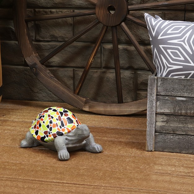 Mildred The Magnanimous Mosaic Polystone Turtle Statue With Hand painted Shell