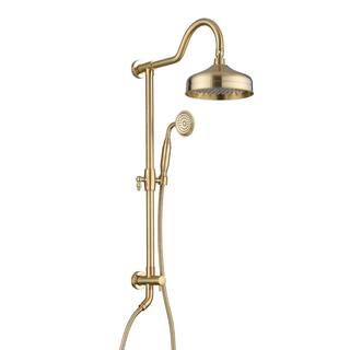 Lukvuzo 2-Jet Shower System with 8 in. Rain Showerhead and Hand Shower in Brushed Gold HSSA08FS066