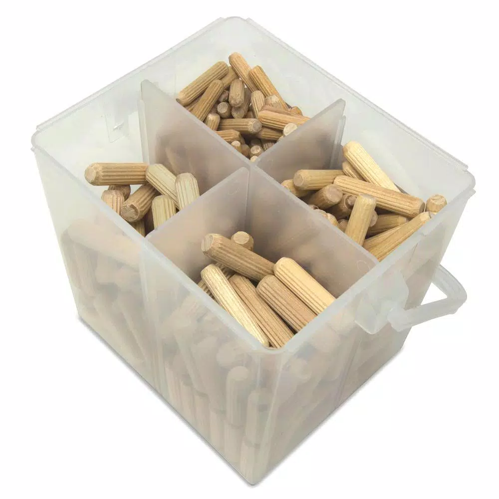 WEN Fluted Dowel Pin Variety Bucket with 1/4 in.， 5/16 in.， and 3/8 in. Woodworking Dowels (400-Piece) and#8211; XDC Depot