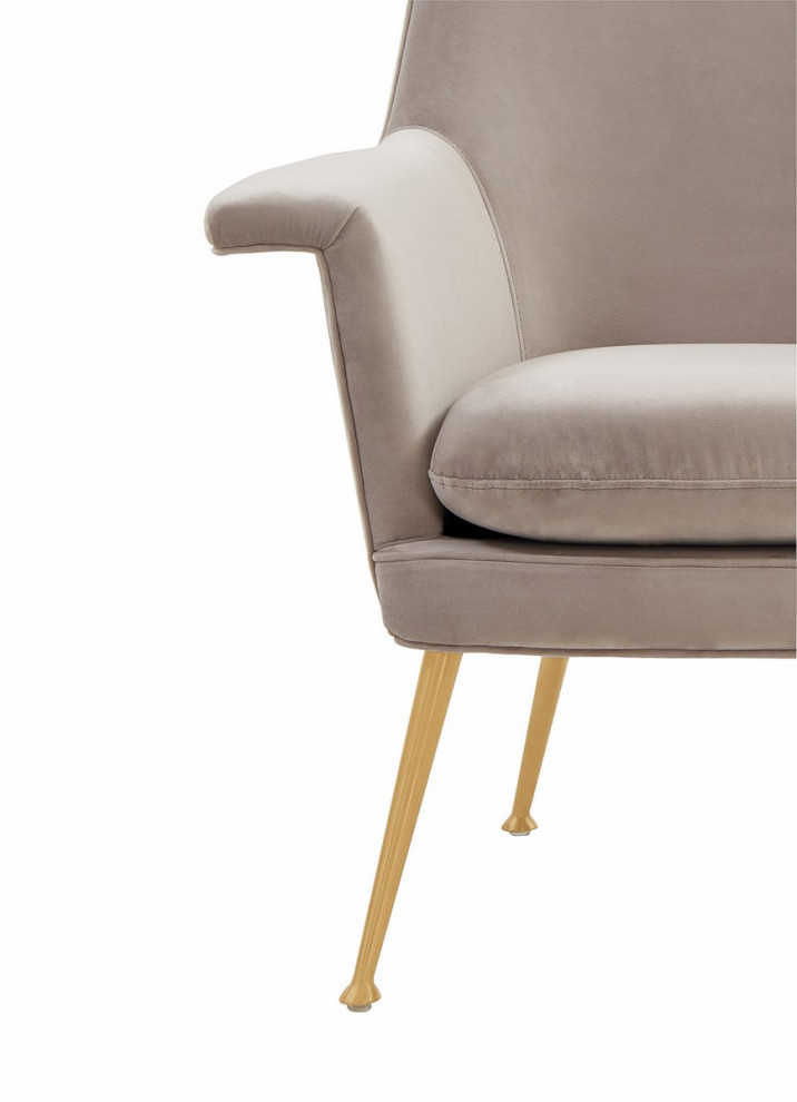 Bethany Velvet Arm Chair Pale Taupe   Midcentury   Armchairs And Accent Chairs   by V.S.D Furniture  Houzz