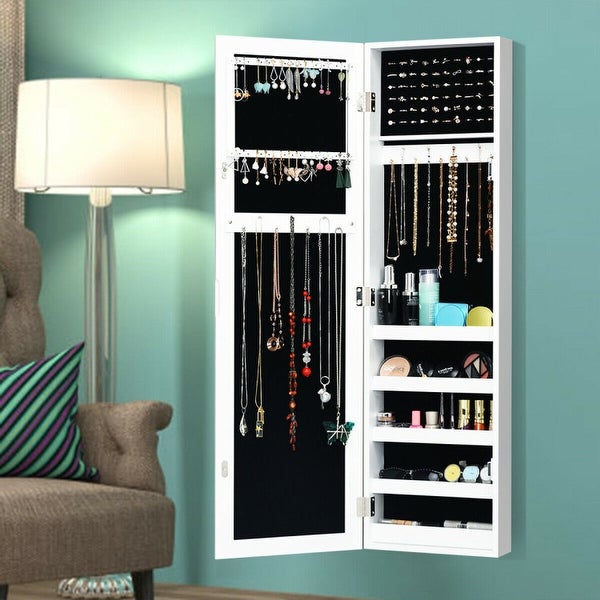 Door and Wall Mounted Armoire Jewelry Cabinet with Full-Length Mirror - 12