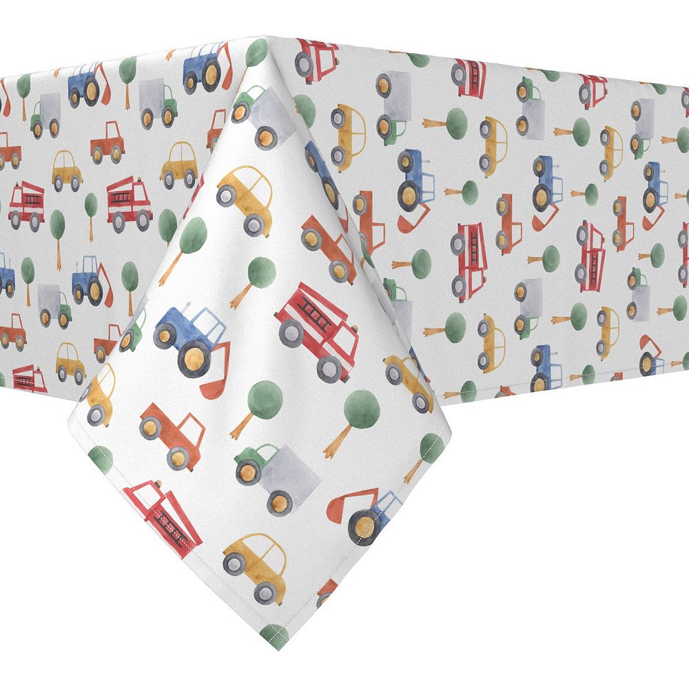 Rectangular Tablecloth， 100% Polyester， 60x84， Trucks， Tractors and Cars