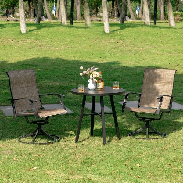 Outdoor 3Piece Bistro Set，Textilene Fabric，Powdercoated Iron Frame