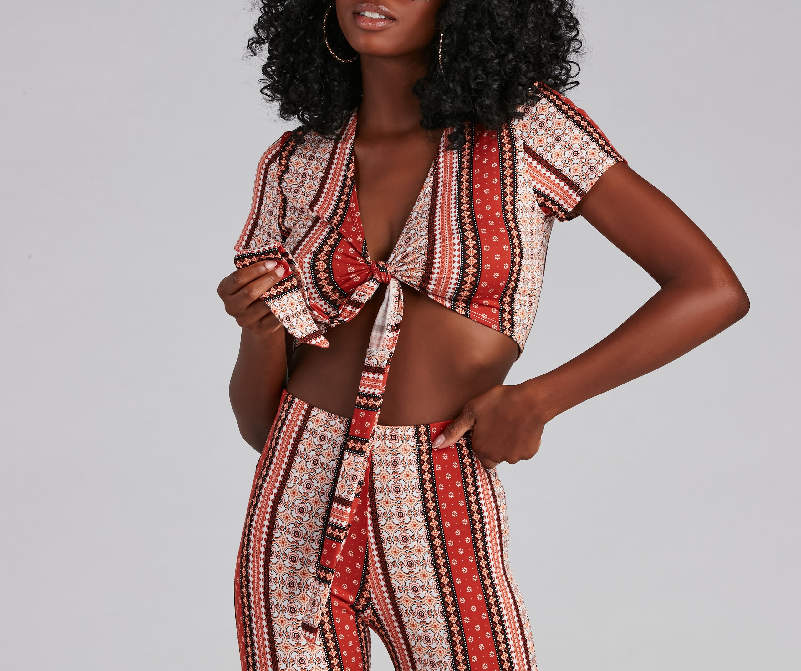 Stylish Tribe Tie-Front Crop Top