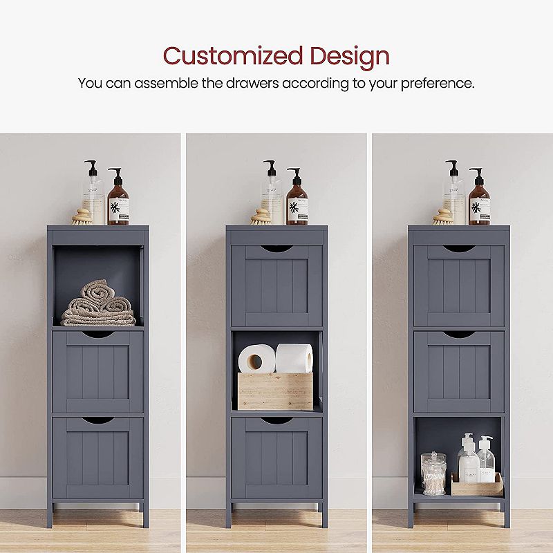 BreeBe Bathroom Floor Cabinet Gray