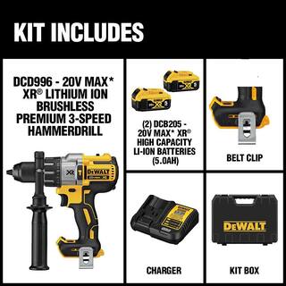 DW 20V MAX XR Brushless Cordless 3-Speed 12 in. Hammer Drill Kit and ATOMIC 20V Brushless Oscillating Multi Tool DCD996P2WDCS354