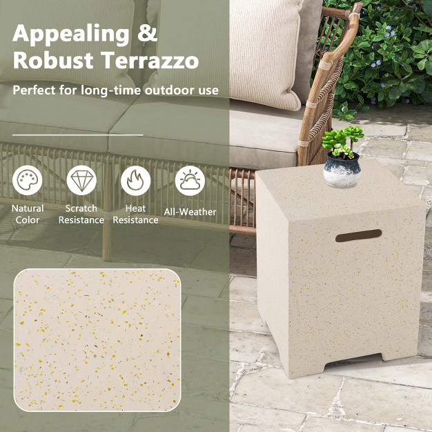 Costway 16 x27 x27 Terrazzo Hideaway Tank Table 20 Lbs Propane Gas Holder With Protective Cover