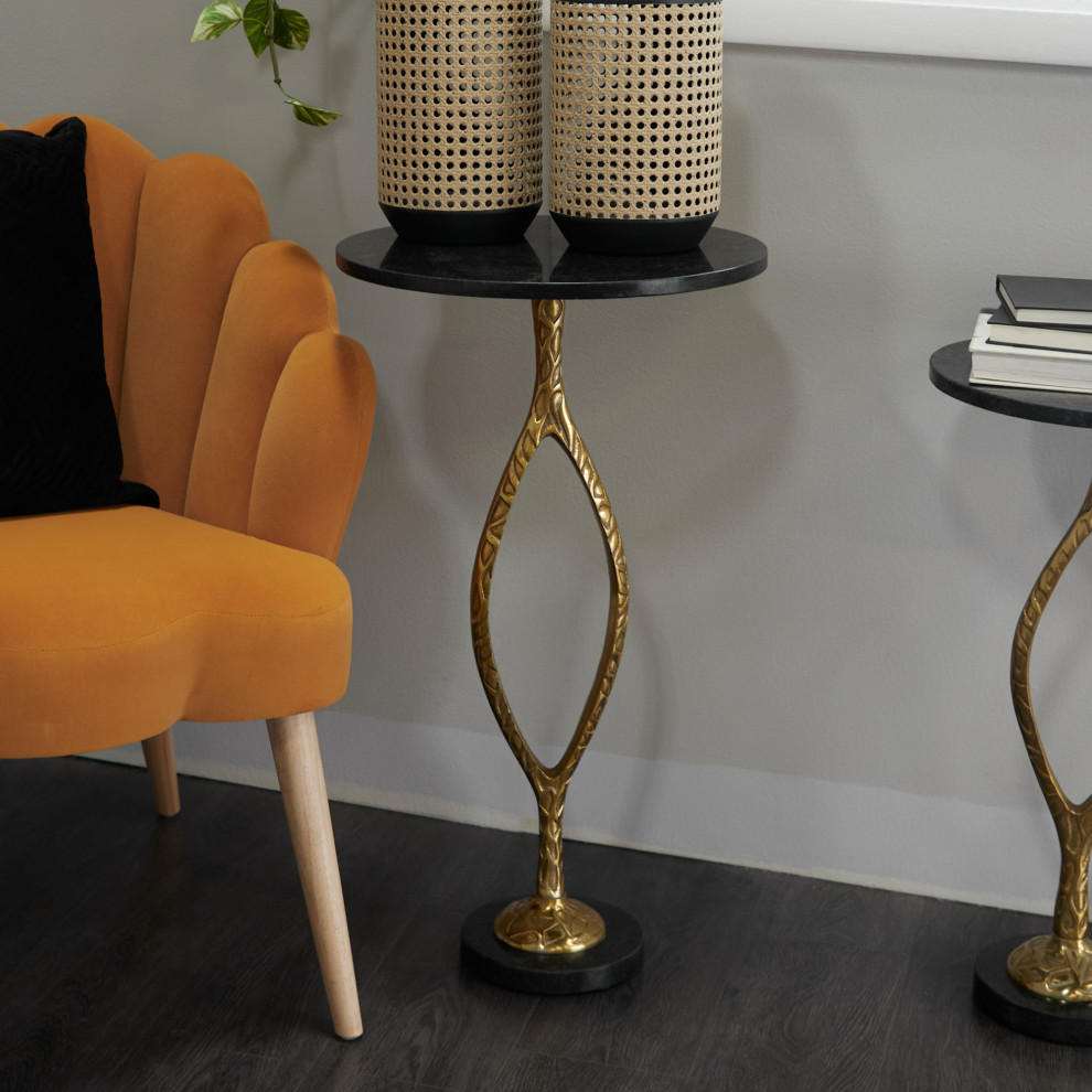 Gold Aluminum Transitional Accent Table 13 quotx 13 quotx 25 quot562854   Contemporary   Side Tables And End Tables   by Brimfield  ampMay  Houzz