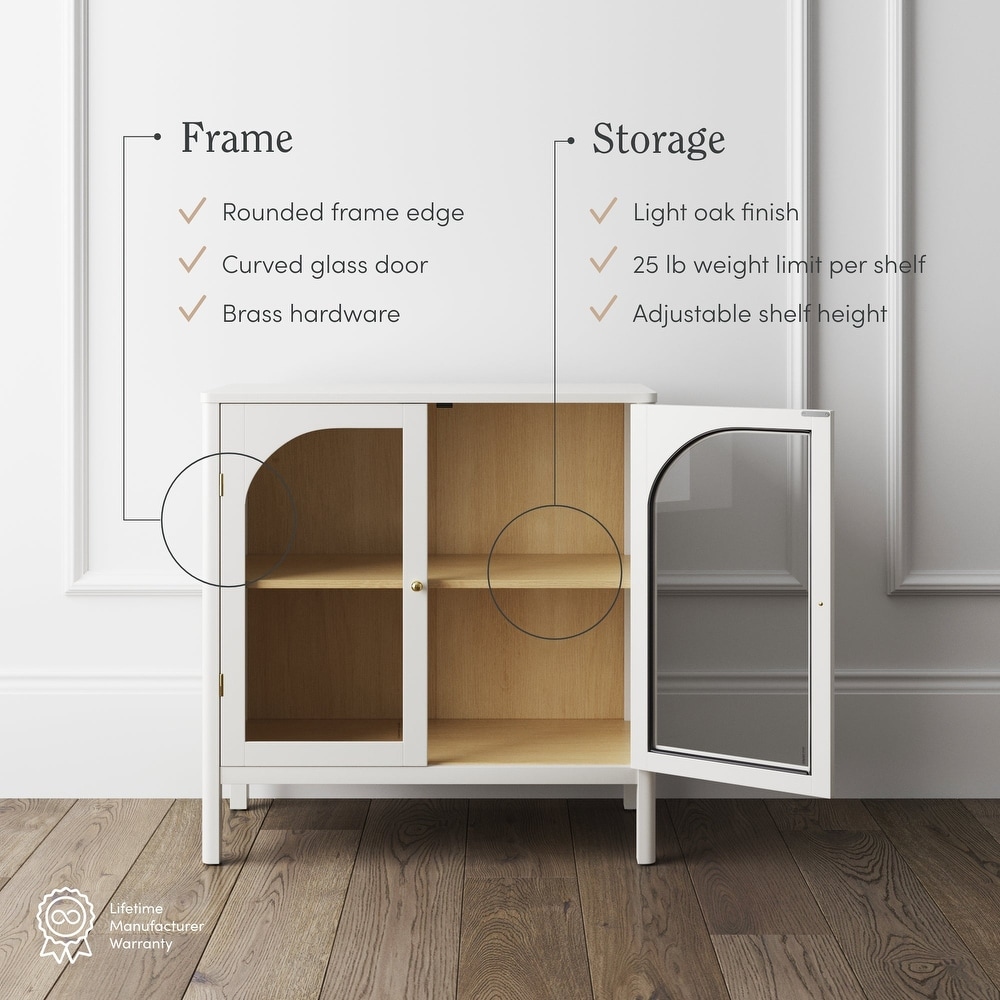 Nathan James Mason Sideboard Buffet with Glass Doors and Adjustable Shelves