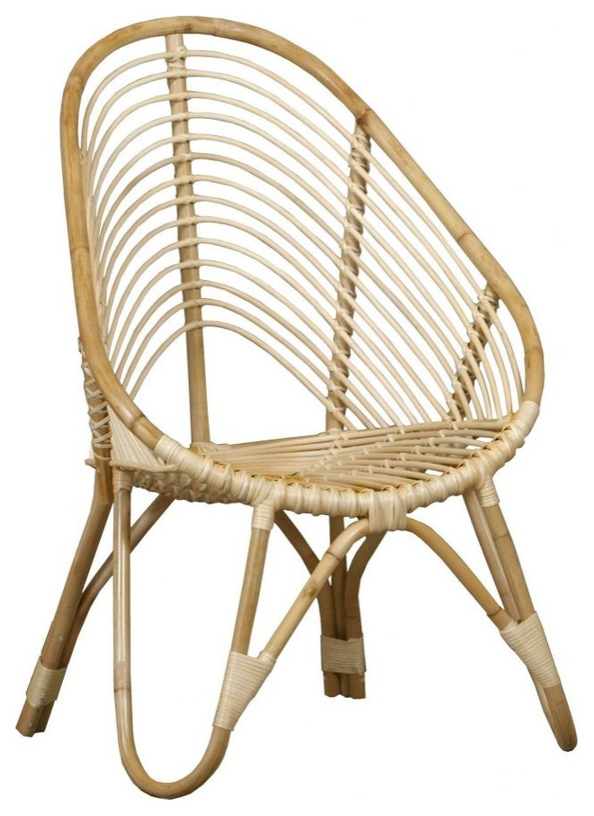 Tropical Style Natural Rattan Accent Chair Curved Design in Natural Finish   Tropical   Armchairs And Accent Chairs   by Bailey Street Home  Houzz