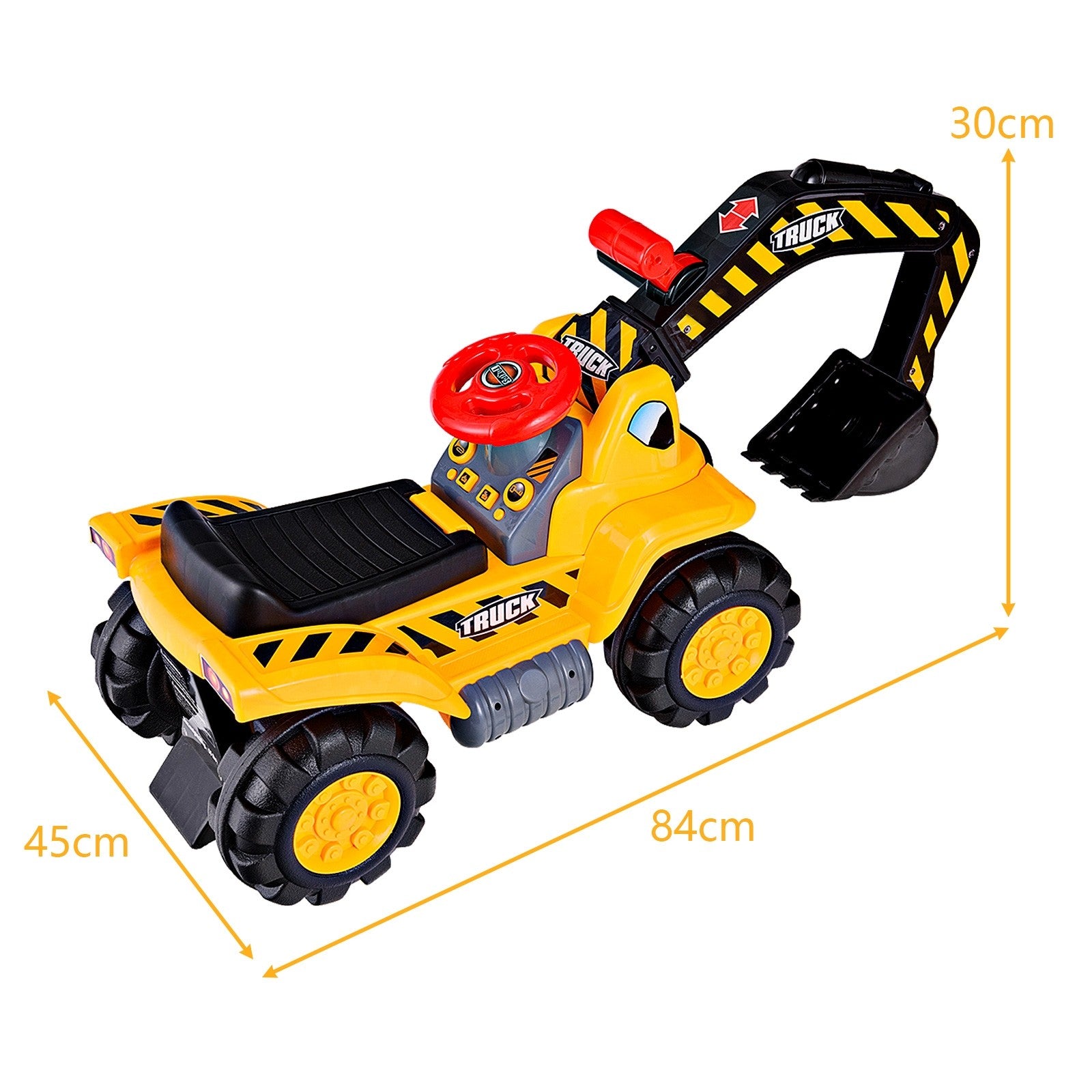 Kids Ride On Construction Excavator, Outdoor Digger Scooper Tractor Toy