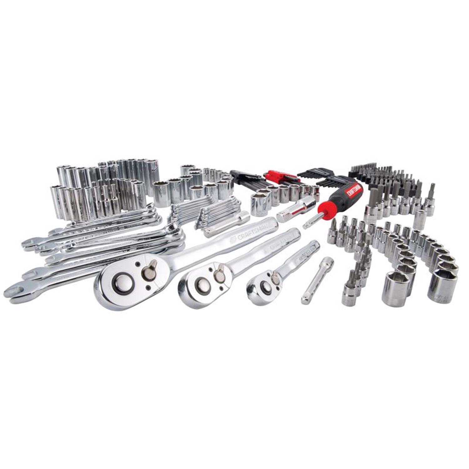 Craftsman Versastack 1/4， 3/8 and 1/2 in. drive Metric and SAE Mechanic\u0027s Tool Set 230 pc