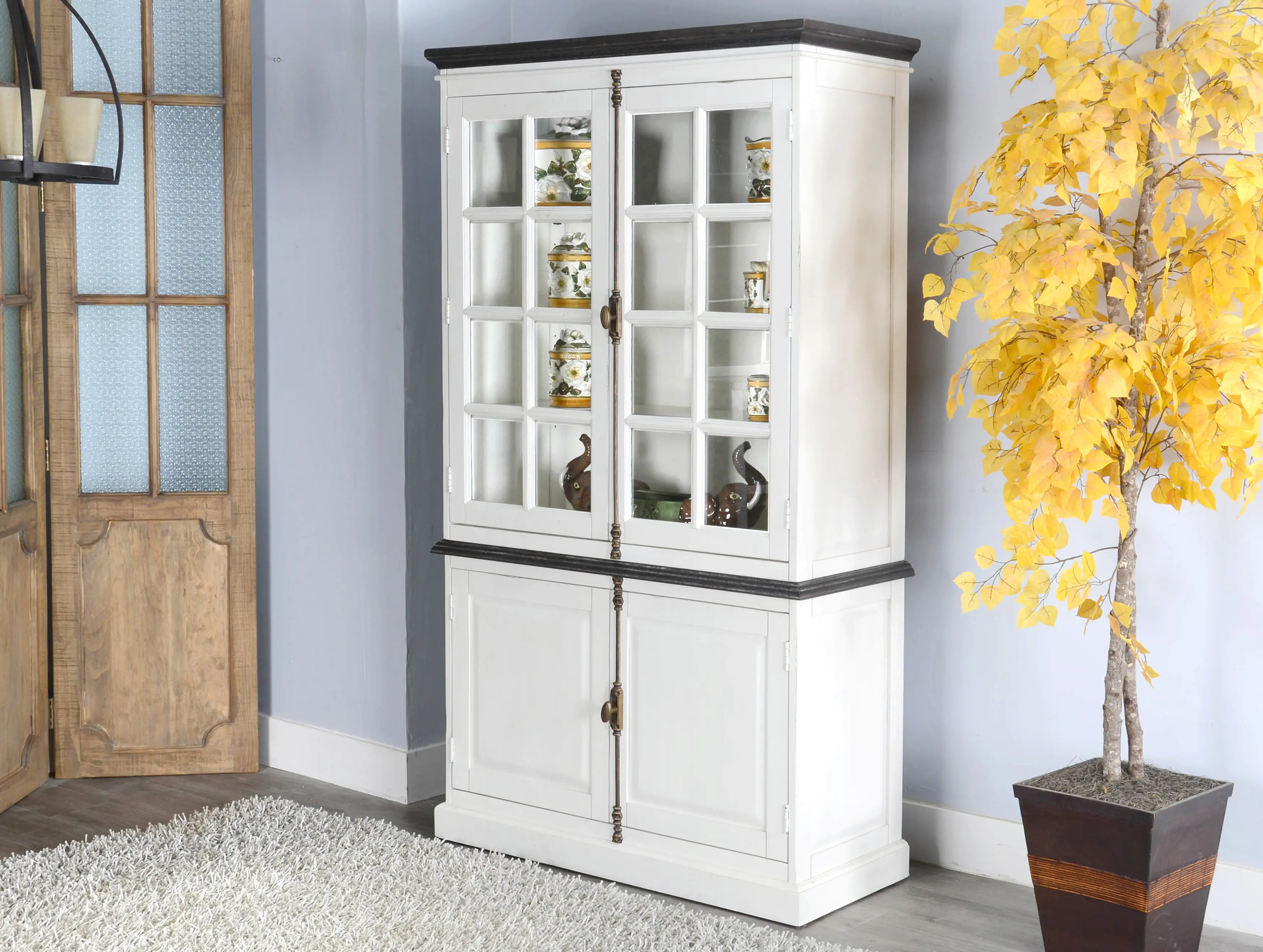 Bourbon White Display Cabinet