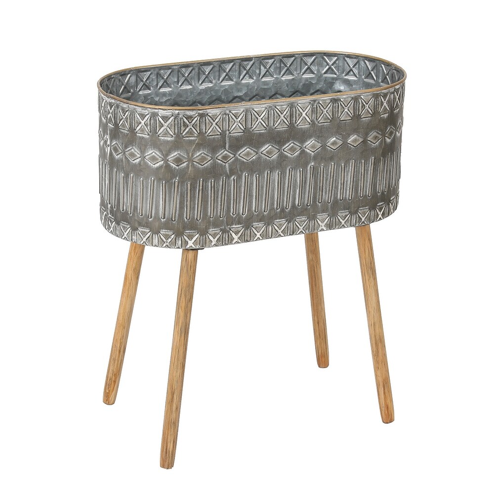 2 Piece Grey Metal Cachepot Planters