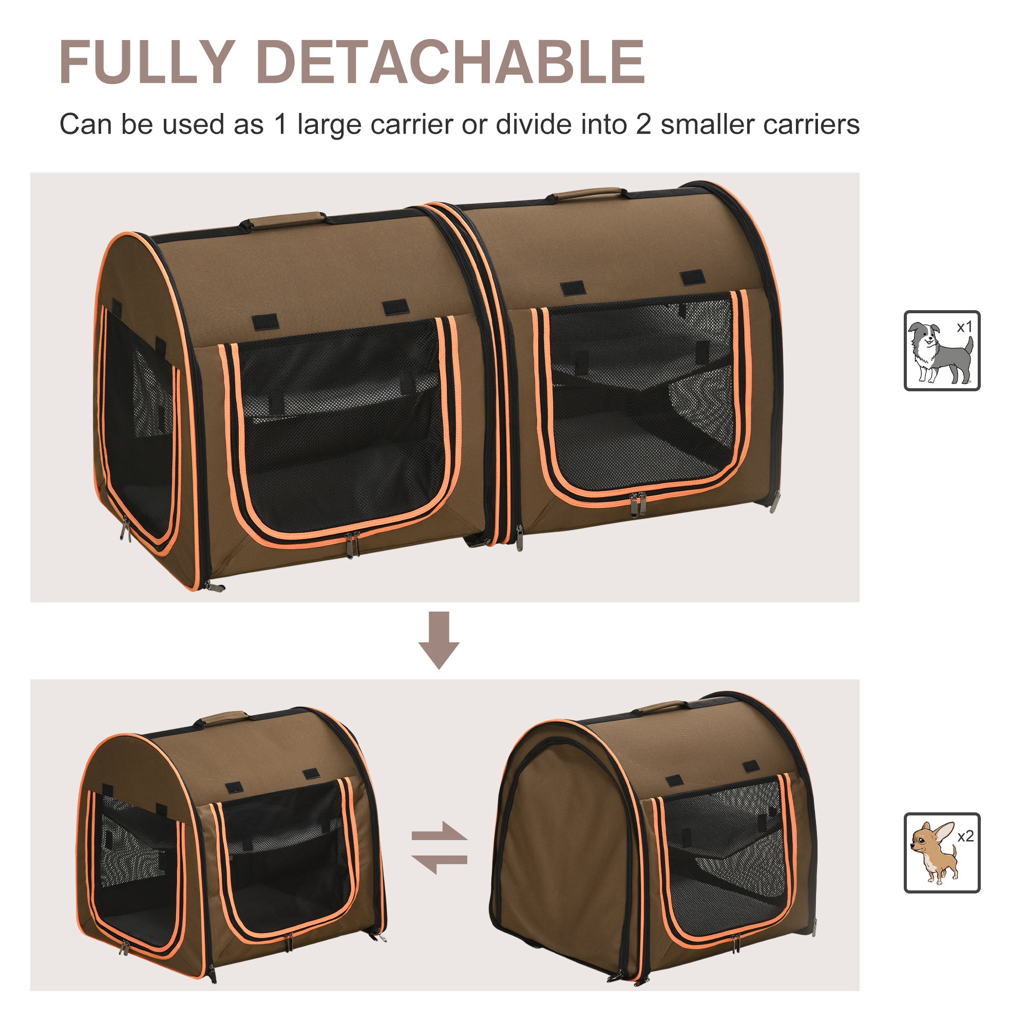 Pawhut Portable Soft-Sided Pet Cat Carrier with Divider， 39